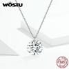 100% 925 Sterling Silver Stylish Zircon Necklaces Round Crystal Pendant For Women Long Chain