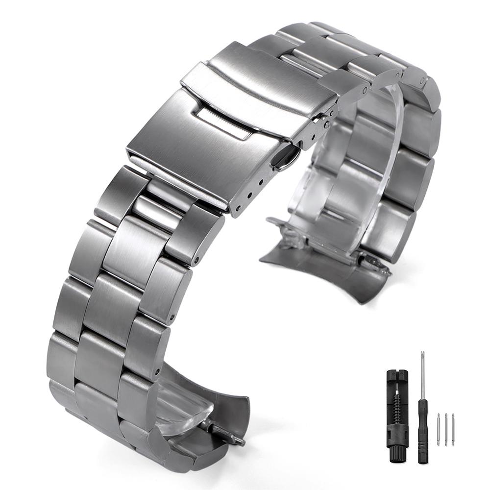 Прочный ремешок для часов из нержавеющей стали для Seiko 5 SKX009/007 для Oyster для Jubilee Изогнутый конец Часы 18 мм 20 мм 22 мм Мужской спортивный ремешок