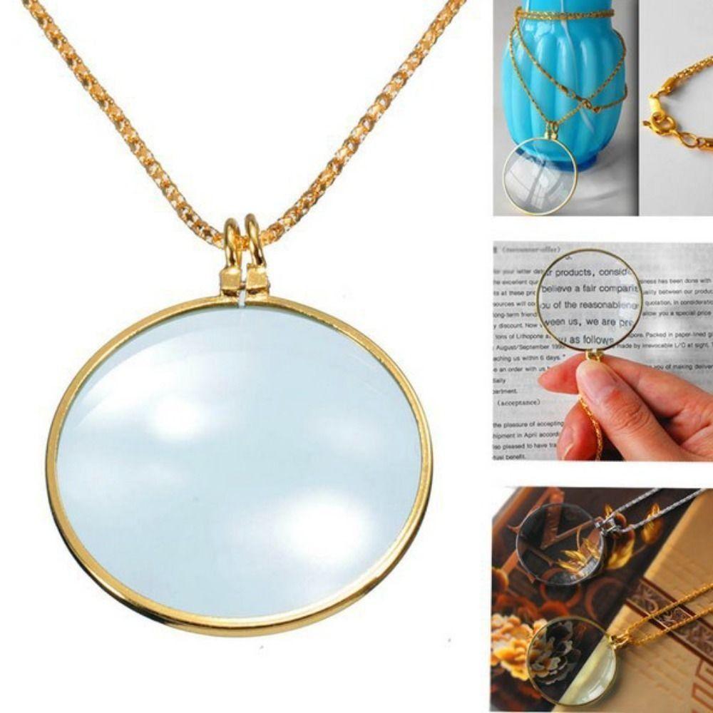 Gift Necklace Magnifying Glass 5x Portable Monocle Durable Magnifier Pendant Elderly