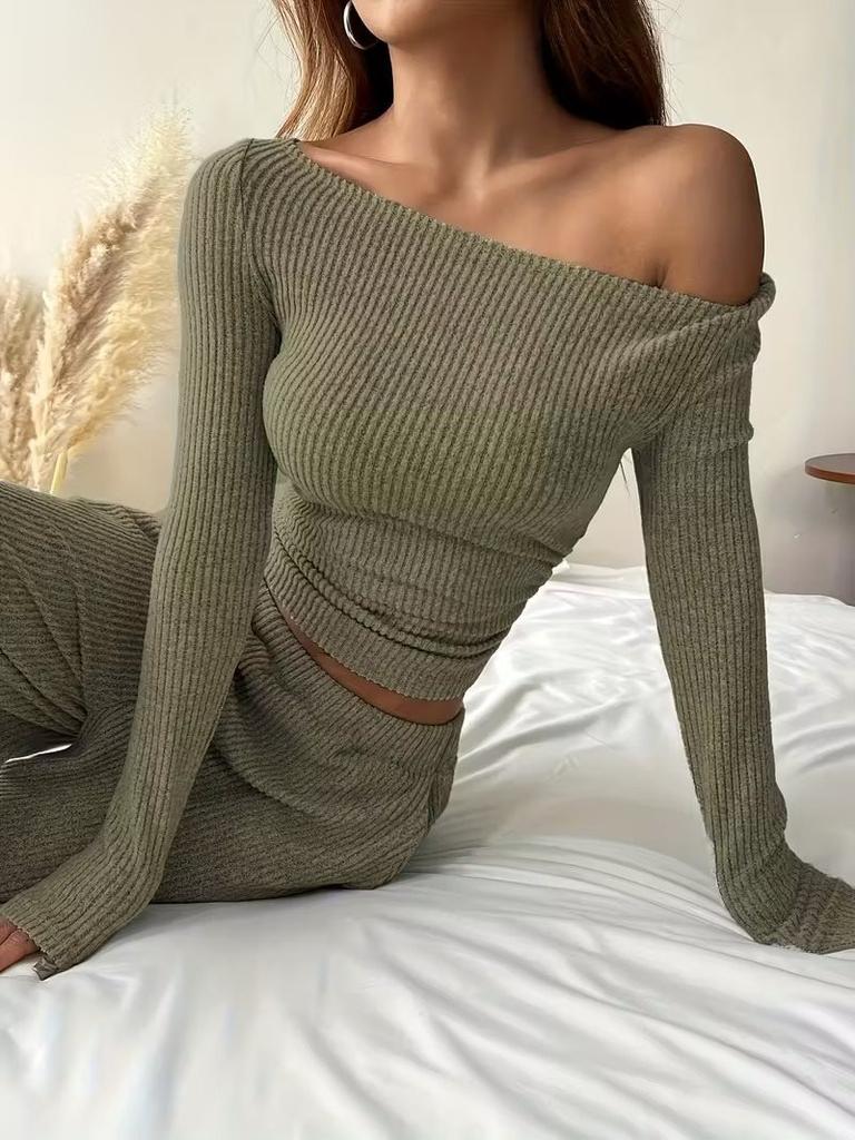 European and American fashion casual suit women's long-sleeved autumn and winter two-piece set, open-button top and trousers