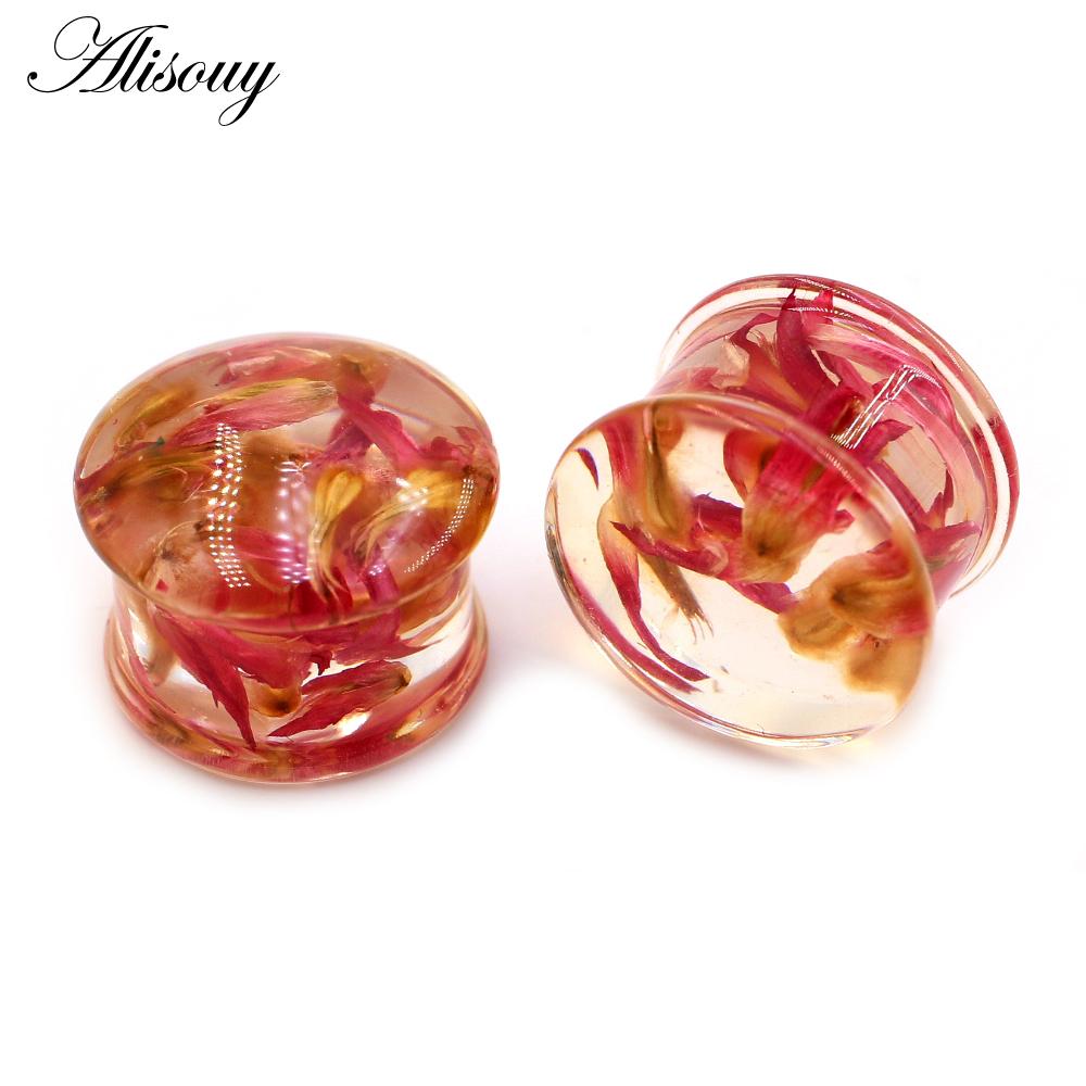 Alisouy 2 шт. прозрачный акриловый цветок лист одуванчик снежинка ушные манометры туннельная пробка носилки расширитель пирсинг украшения для тела