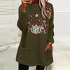European & American Women's Christmas Snowman Print Plush Hoodie - Round Neck, Loose Fit, Long Sleeve with Pockets.