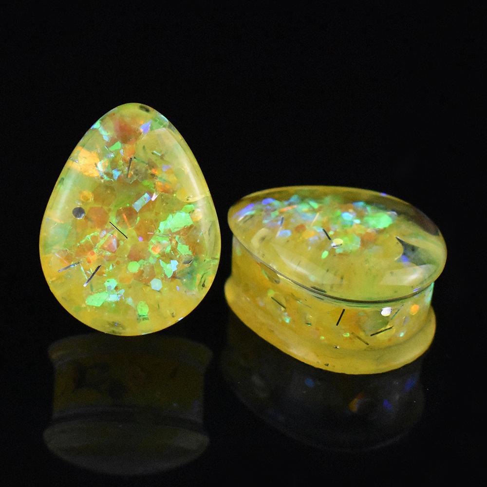 Пара блестящих акриловых тоннелей-плагов каплевидной формы 8-50 мм, расширители для ушей, украшения для пирсинга тела