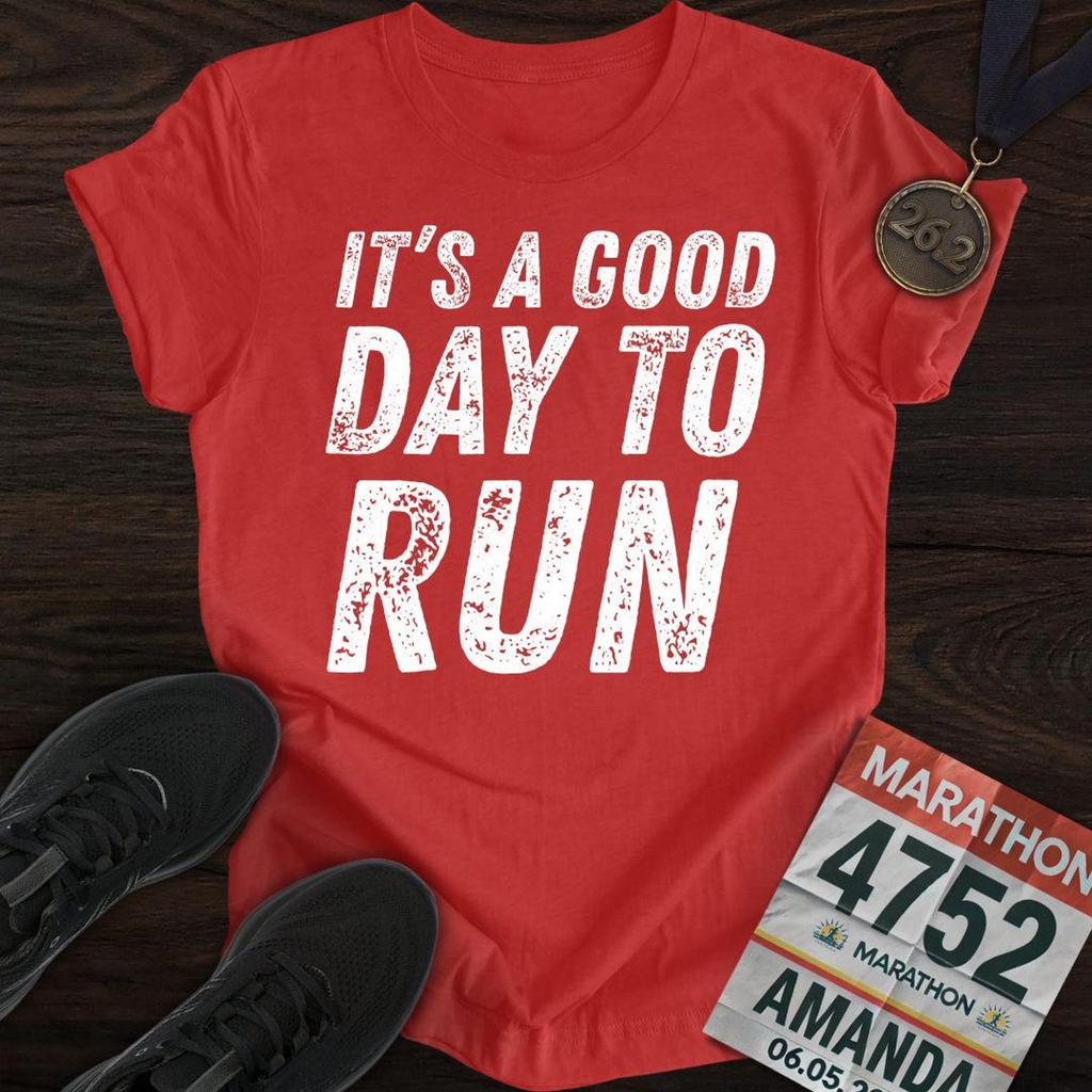 Good Day To Run T-Shirt | Positive Motivation Runner Gift | Cotton Race Day Tee