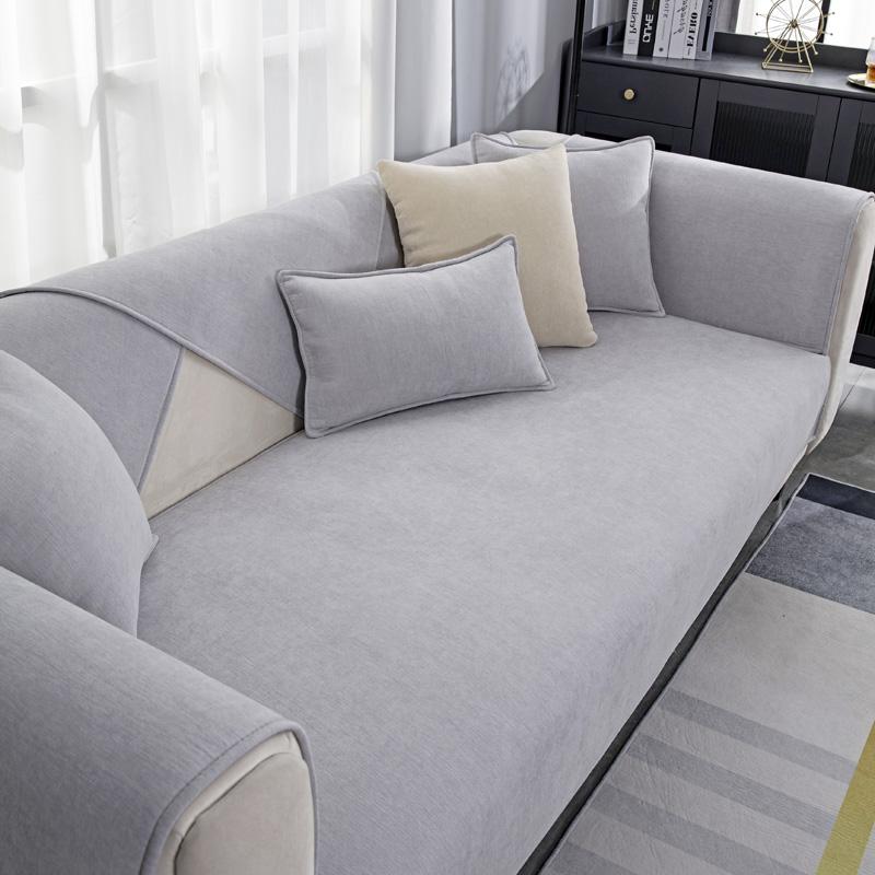 Сплошной цвет диван-полотенце для гостиной синельный диван-подушка чехол для дивана современный минималистский угловой диван-чехол разных размеров