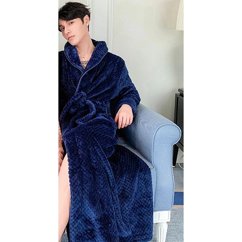 Фланелевый парный ночной халат осень-зима теплая пижама большого размера ночная рубашка халат с длинным рукавом пояс коралловый бархат домашний халат