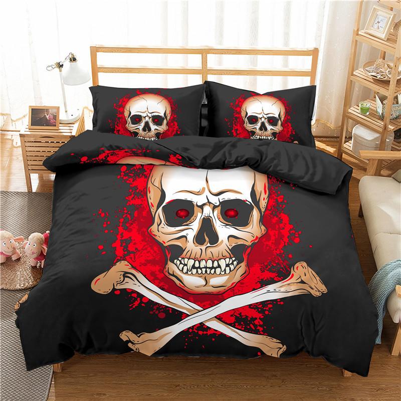 Rose Skull Halloween Bedclothes, King Size Bed Cover Set, 3D Print, Playing Card, Western Europe, High Quality Bedding Set