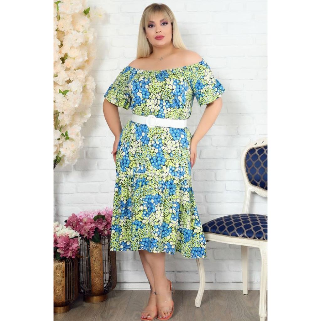 Special Design Madonna Collar Flower Flower Short Arm Belt Casual Dress