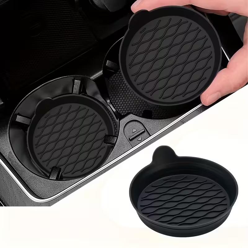 2-Piece Silicone Car Coasters – Non-Slip Heat-Resistant Interior Accessories Gray Black Options Cup Holders 5