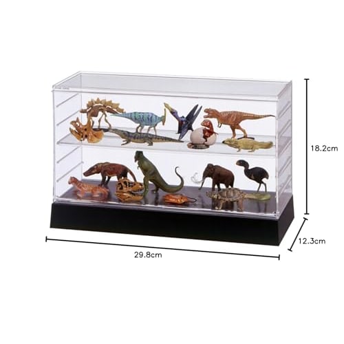 Shinkohanger Figure Display Case, Stack Square Base, Black, Made In Japan, Horizontal, Doll, Tomica, Ania, Gachapon, Collection, Adjustable Tray, Remo