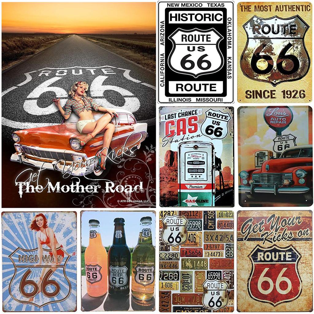 DORA Tin Sign Vintage Historic Route Metal Tin Signs Wall Posters Plaque Iron Painting Decoration for Garage Game Room Home Cafe Club Bar