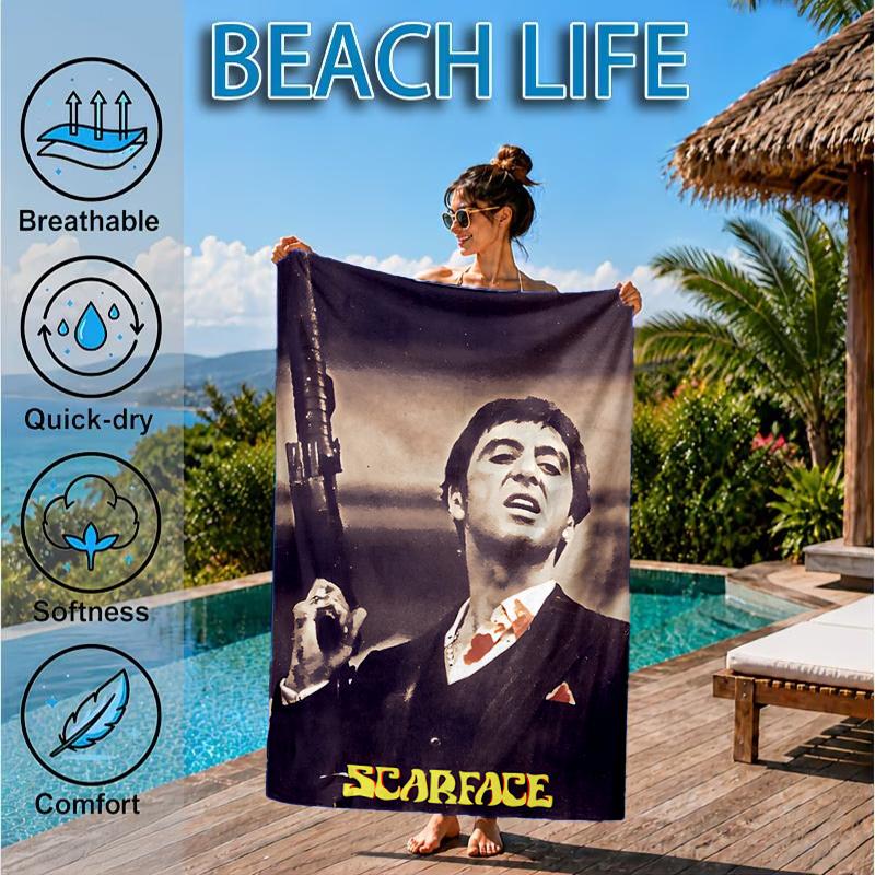 Scarface: Urban Art Beach Towel, Microfiber Beach Towel, Perfect For Pool, Beach, Travel, Home Decor Beach Party Fan gifts