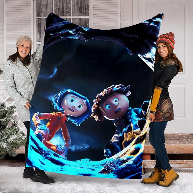 1pc Coraline6 Theme Blanket - Digital Print, Polyester, Cozy for All Seasons, Perfect for Outdoor, and Travel