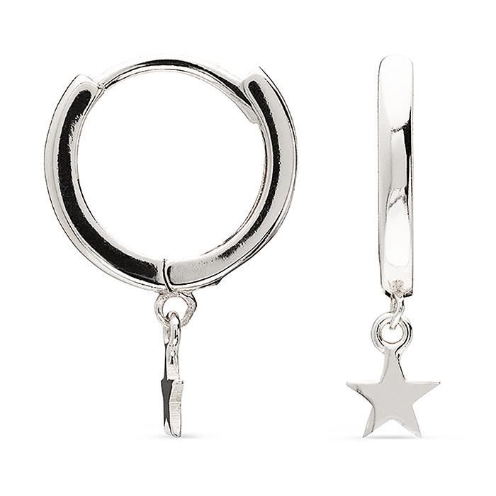 Boucles D'oreilles - LUXENTER - Étoile - Argent 925 - Rhodié - Taille Unique