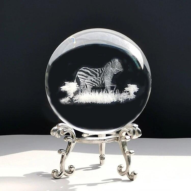 60 мм 3D хрустальный шар с лазерной гравировкой, стеклянные украшения, фигурка животного, коллекционные предметы, пресс-папье, домашний художественный декор с подставкой