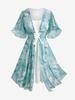 Rosegal Plus Size Flower Tie Dye Printed Lace Up 2 In 1 A Line Dress