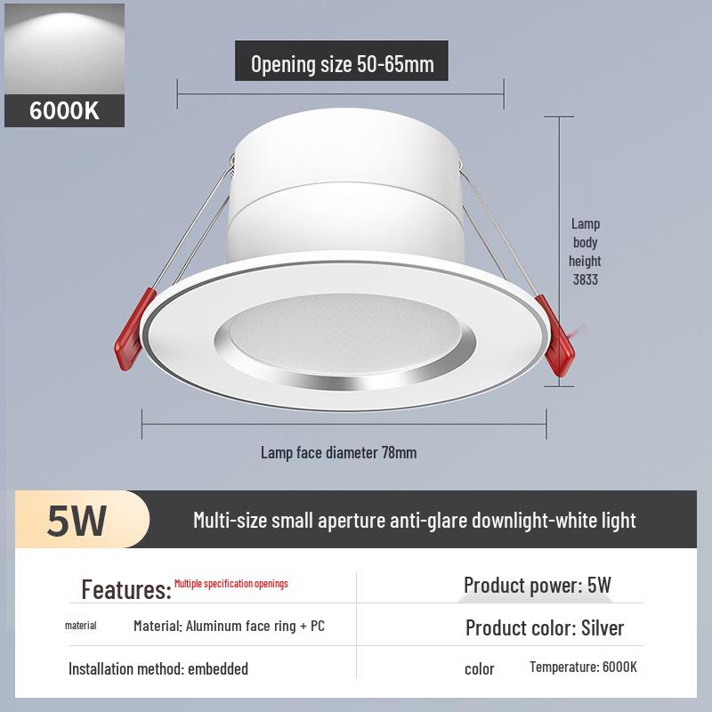 2-Inch Round Recessed Downlight, 56.5cm Opening, 35.5cm Small Ceiling Light, Home Mini