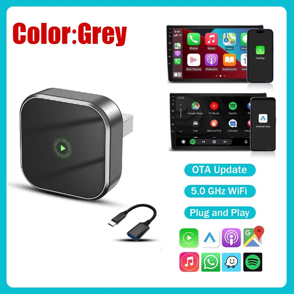 2-в-1 Автомобильный AI Бокс Проводной к Беспроводному CarPlay Plug & Play WiFi 5,8 ГГц Bluetooth 5.0 Смарт-Донгл Android Auto Мини-Адаптер