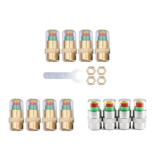 Tire Pressure Monitoring Valve Stem Caps Visual Tri-Color Alert Caps Waterproof Tire Pressure Gauge Replacement Caps for Cars Trucks SUVs