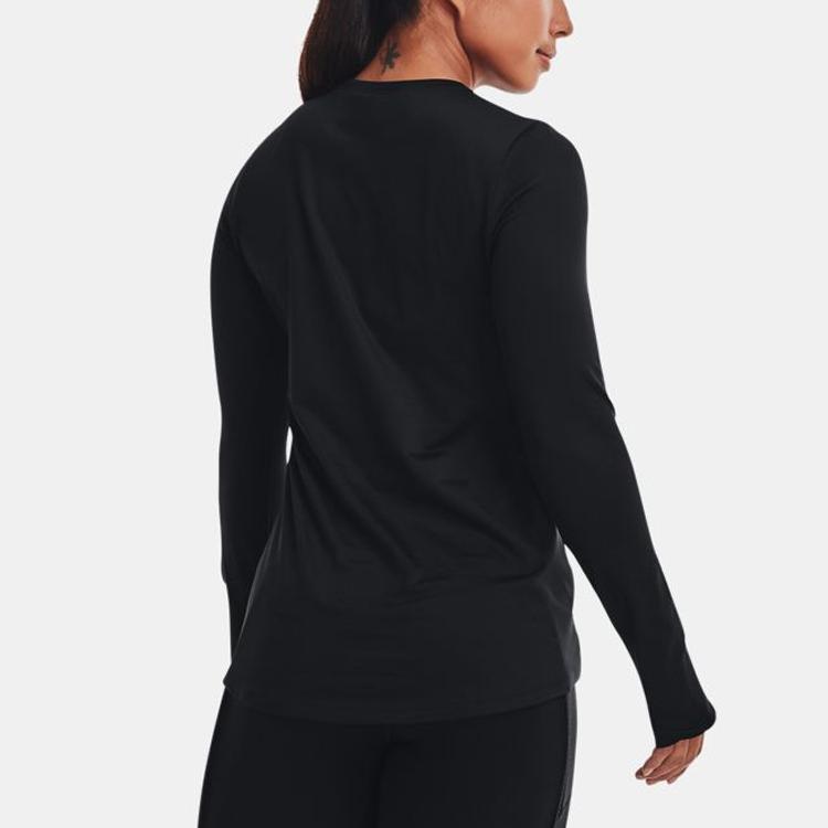 Under Armour Тренировочная футболка с круглым вырезом и длинными рукавами, женские топы, черная 1365781-001