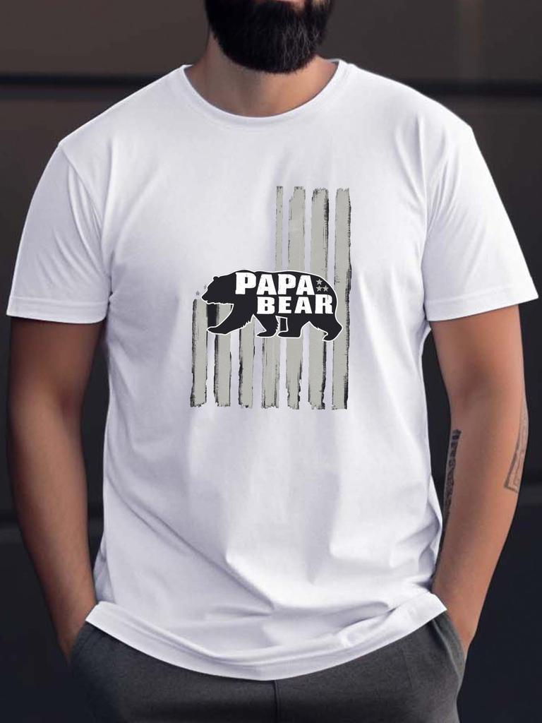 Papa Bear American Flag Graphic TShirt 100 Cotton ONeck Short Sleeve Summer Casual Mens Tshirt Streetwear