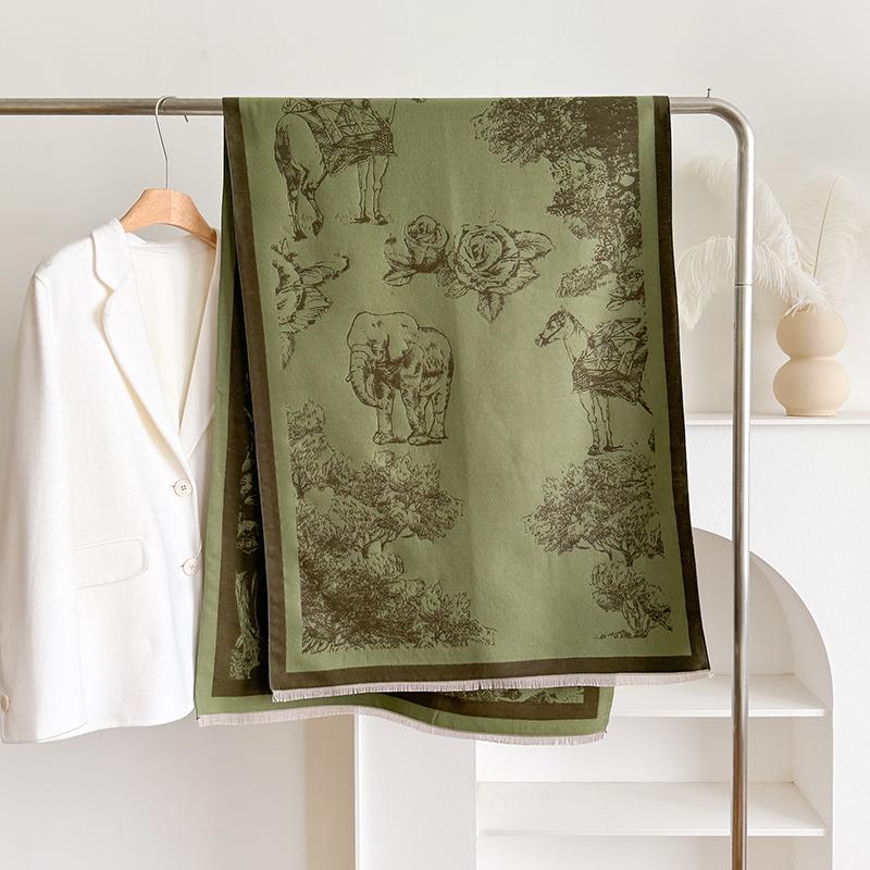 Новые зимние толстые накидки, теплый шарф с рисунком слона и лошади, женская кашемировая шаль, женское утолщенное одеяло с кисточками Bufanda