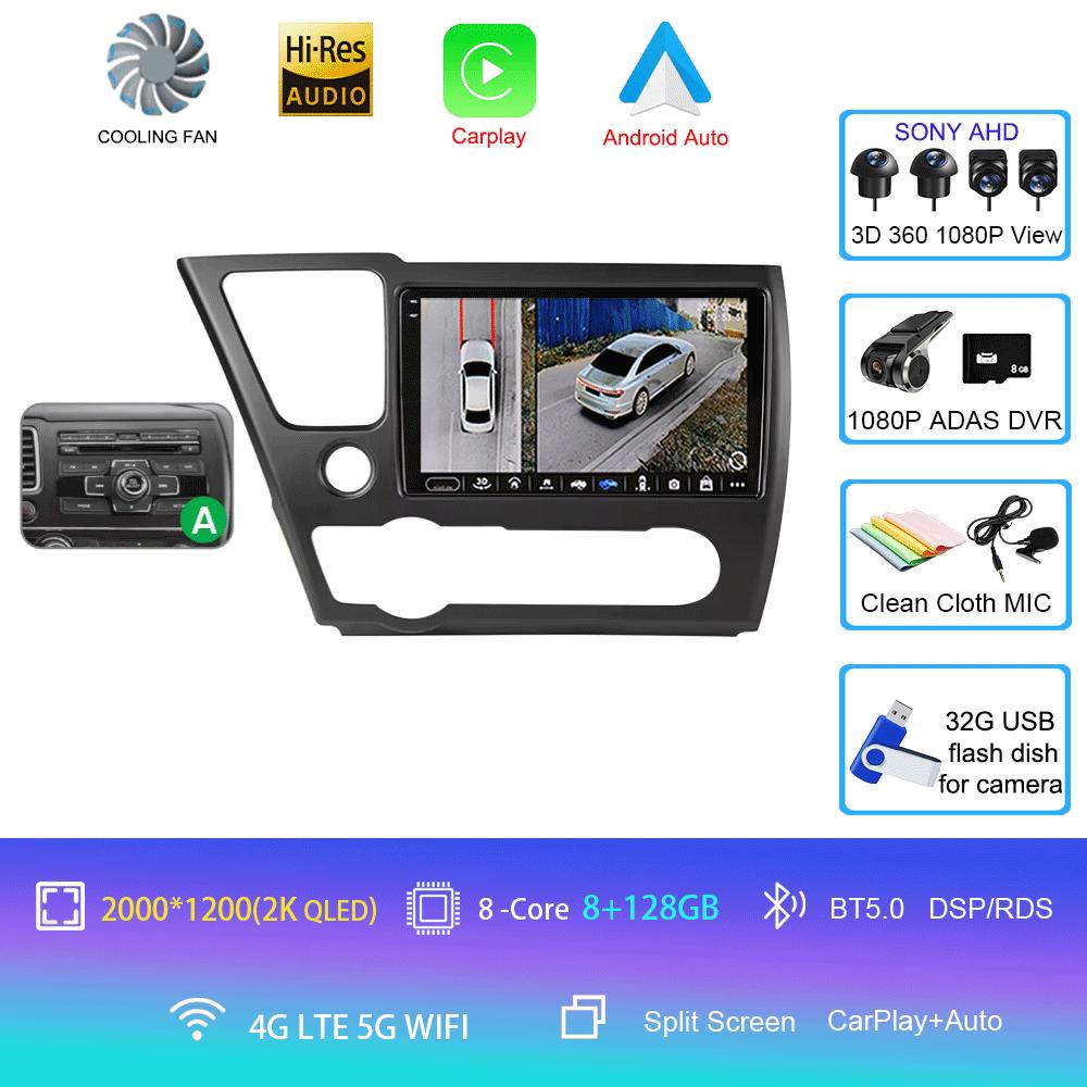 Автомагнитола Android 14 Для Honda Civic 9 9-го поколения США Седан Купе Мультимедийный плеер Видео Carplay DSP GPS Без 2din DVD Головное устройство