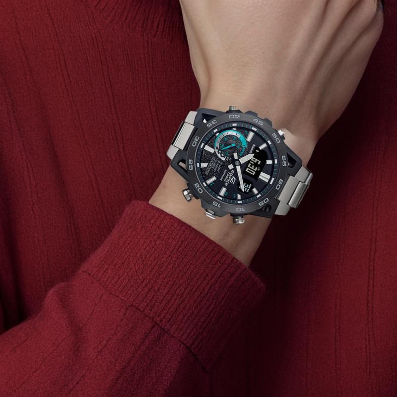 Casio EDIFICE Модные Водонепроницаемые Повседневные Деловые С Bluetooth-подключением Вдохновленные Автоспортом Кварцевый Механизм Японские и Корейские ECB-40YDB-1APR
