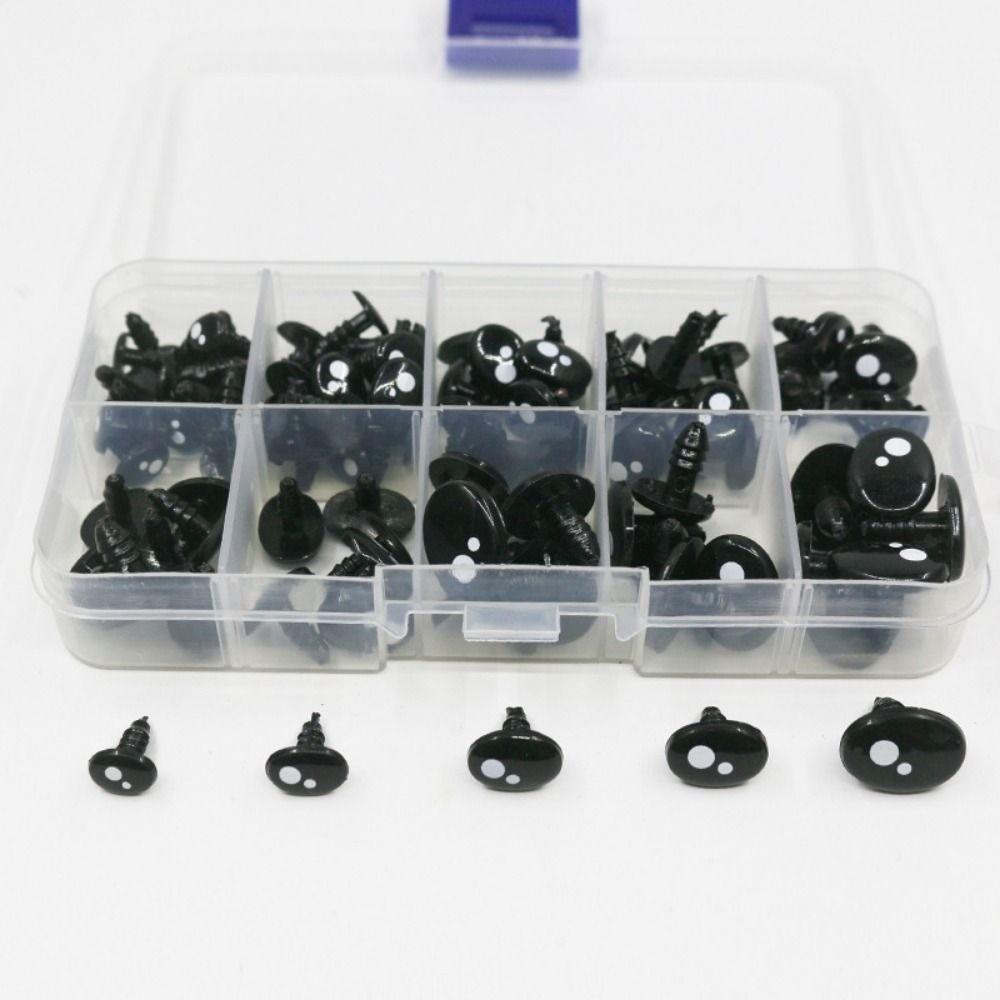 100pcs/box Oval Shape Plastic Safety Eyes Black Black Screw Eyes New Doll Bear Toys For Toys