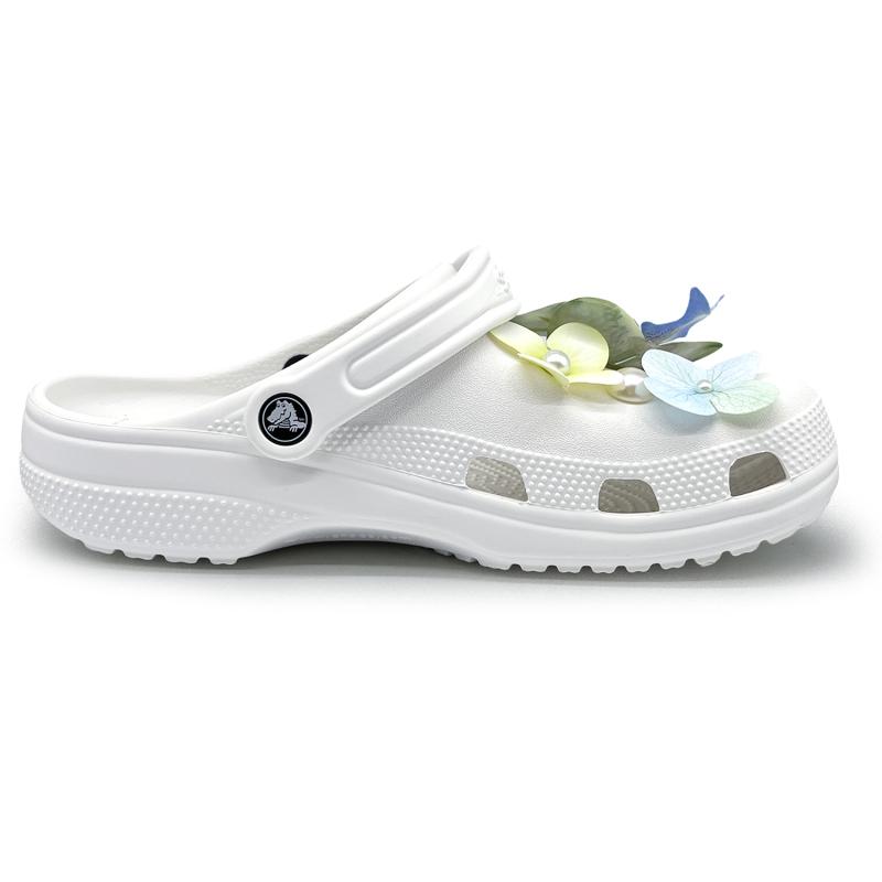 Crocs Classic Clog EIGHT% Jasmine Rain Feminine Elegant Comfortable Hole Shoes Unisex White