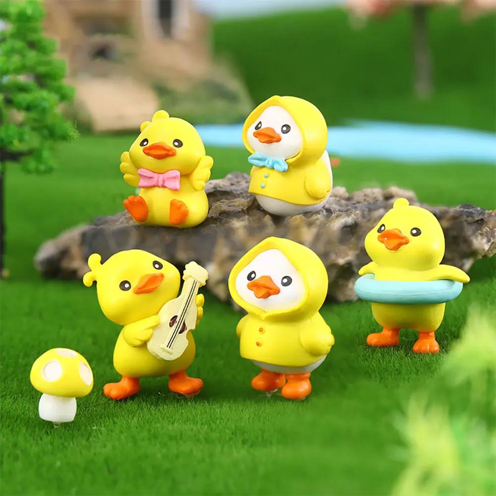 Милые фигурки уток, миниатюрные украшения для творчества, микропейзажи, кавайные аксессуары для салона автомобиля, украшения для дома, детский подарок