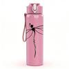 1PC Dragonfly Thin Line Sketch Print 750ml Color Plastic Sports Water Bottle Leakproof Flip Straw Lid Suitable for Sports Office Home Use