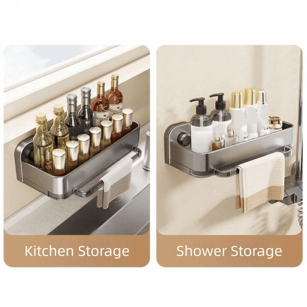Wall Mounted Sink Sponge Holder Punch Free Soap Drainer Towel Rack Rag Drainage Rack  Kitchen