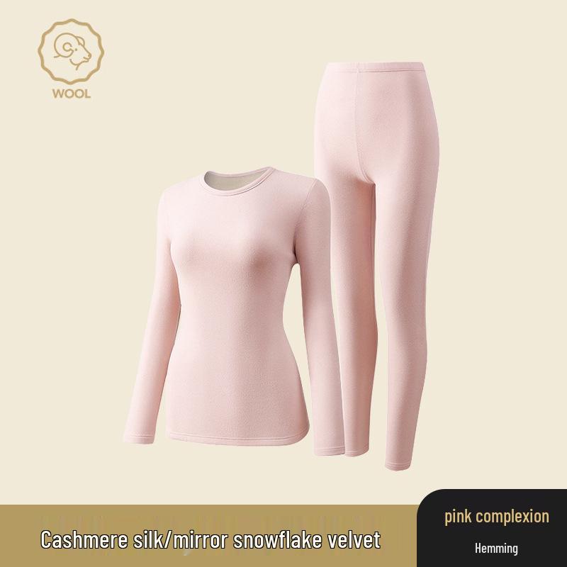 Термобелье из немецкого кашемира и шелка: Унисекс бесшовный комплект с круглым вырезом для осени и зимы