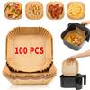 100 Pieces - Air Fryer Disposable Paper Liners, Square Air Fryer Liners (for 2-8 Quarts), Non-Stick Baking Paper for Frying