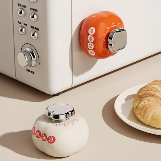 Persimmon Shape Mechanical Kitchen Timer with Magnetic Back Cute Cooking Reminder for Baking Boiling 60-Minute Countdown Loud Ringing Timer