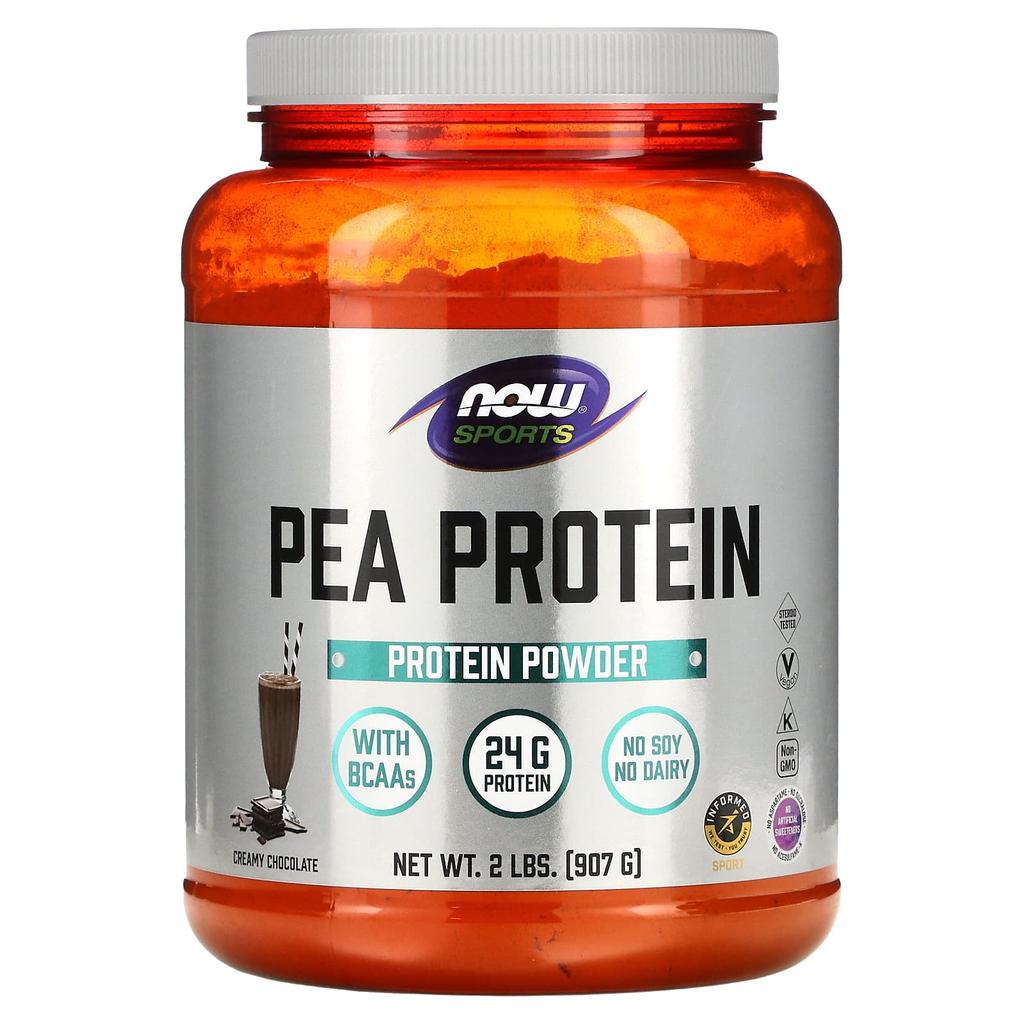 Now Foods Sports, Pea Protein, Creamy Chocolate, 2 Lbs (907 G)