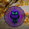 3D Mandala Owl Wind Chime, Metal Whirling Mandala Design, Dynamic Garden Outdoor Decor, Battery-Free, Ideal for Balcony & Patio