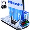 PS5 Slim Stand PS5 Vertical Stand Silm Controller Зарядная подставка для одновременной зарядки 2 устройств Новое PS5 3-ступенчатое охлаждение Совместимый с PS5 охлаждающий вентилятор
