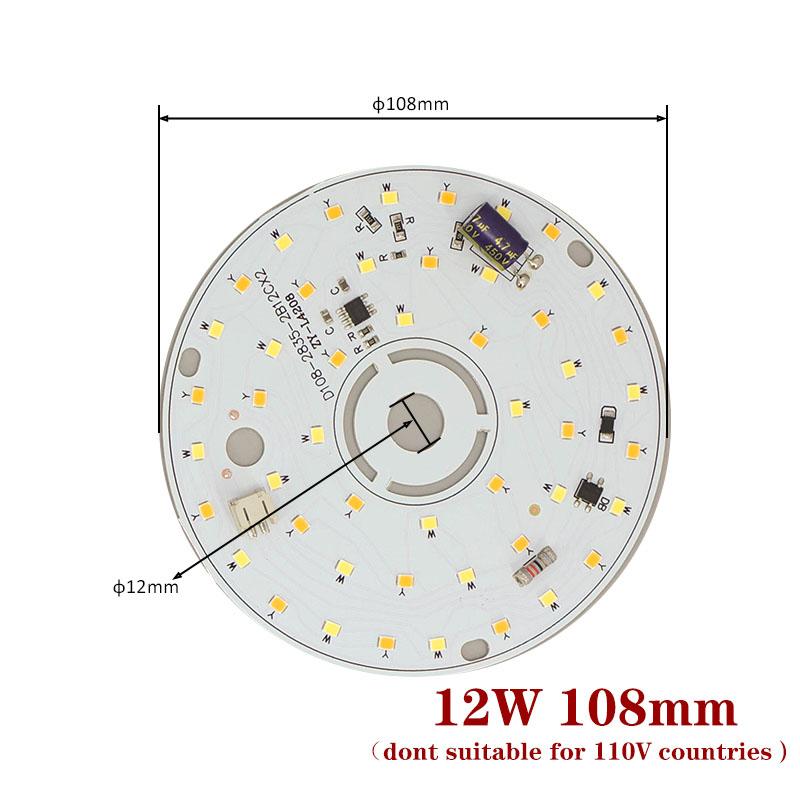 220 В переменного тока 3/6/12/24 Вт Трехцветная светодиодная лампа без привода, панель с источником света, белый теплый свет, люстра, круглая потолочная трансформация