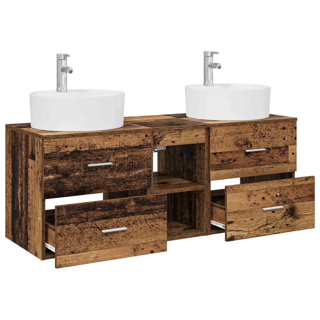 Bathroom Cabinet Set 3 pcs Reclaimed Wood 129 x 44.5 x 82 cm