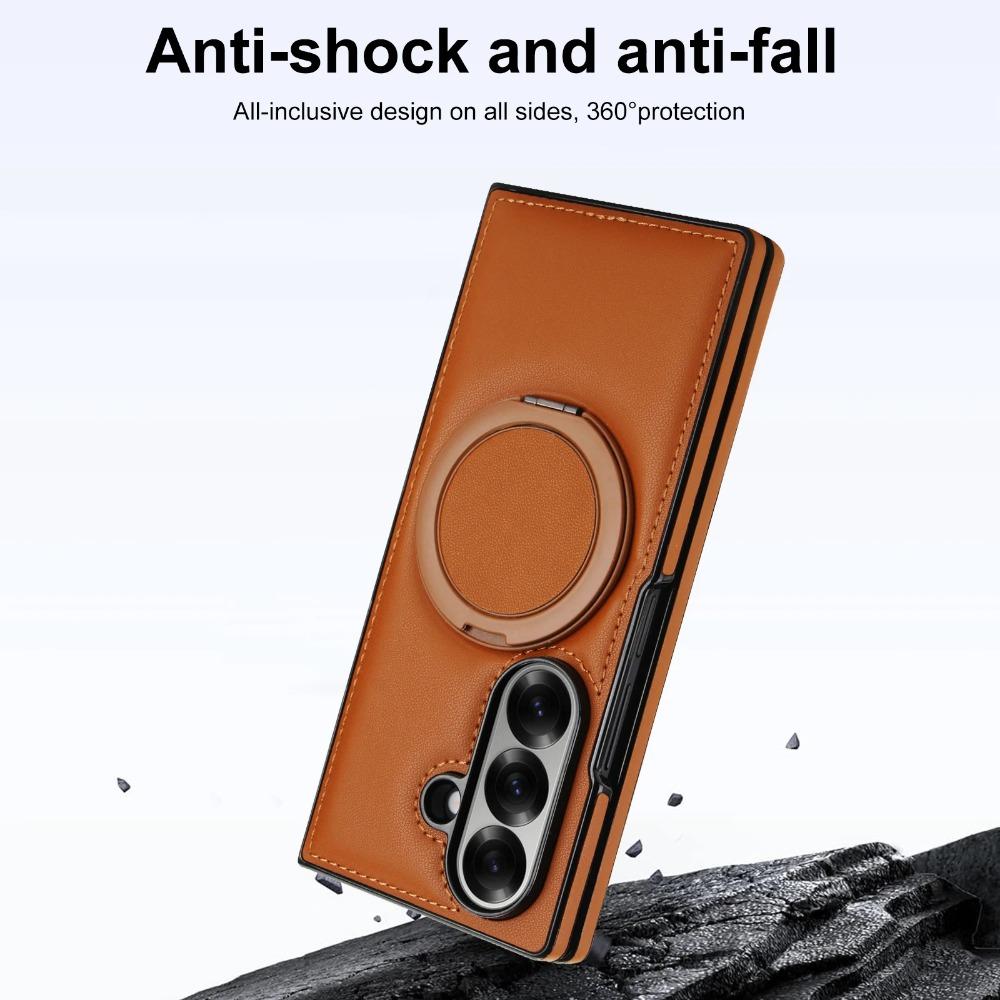 Luxury Business Sle Solid Color Leather Pattern Magnetic Stand Phone Case for Samsung Galaxy Z Fold 7 6 5 4 3 Protection Cover