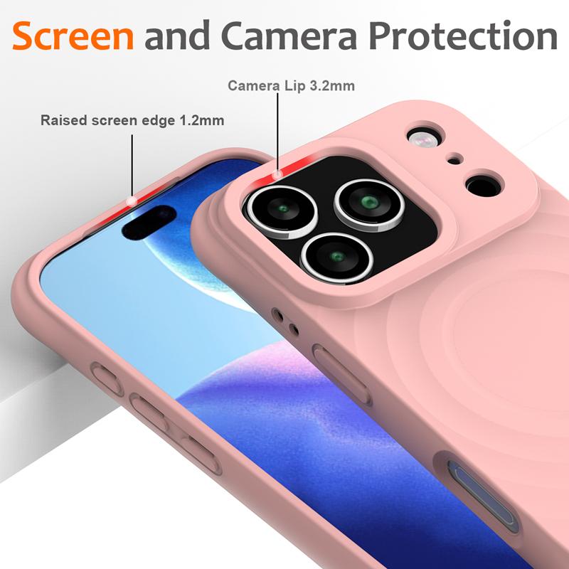 For iPhone 17 Pro Max,17 Air Case Magnetic Soft TPU Liquid Silicone Strap Cover With Microfiber Lining for iPhone17