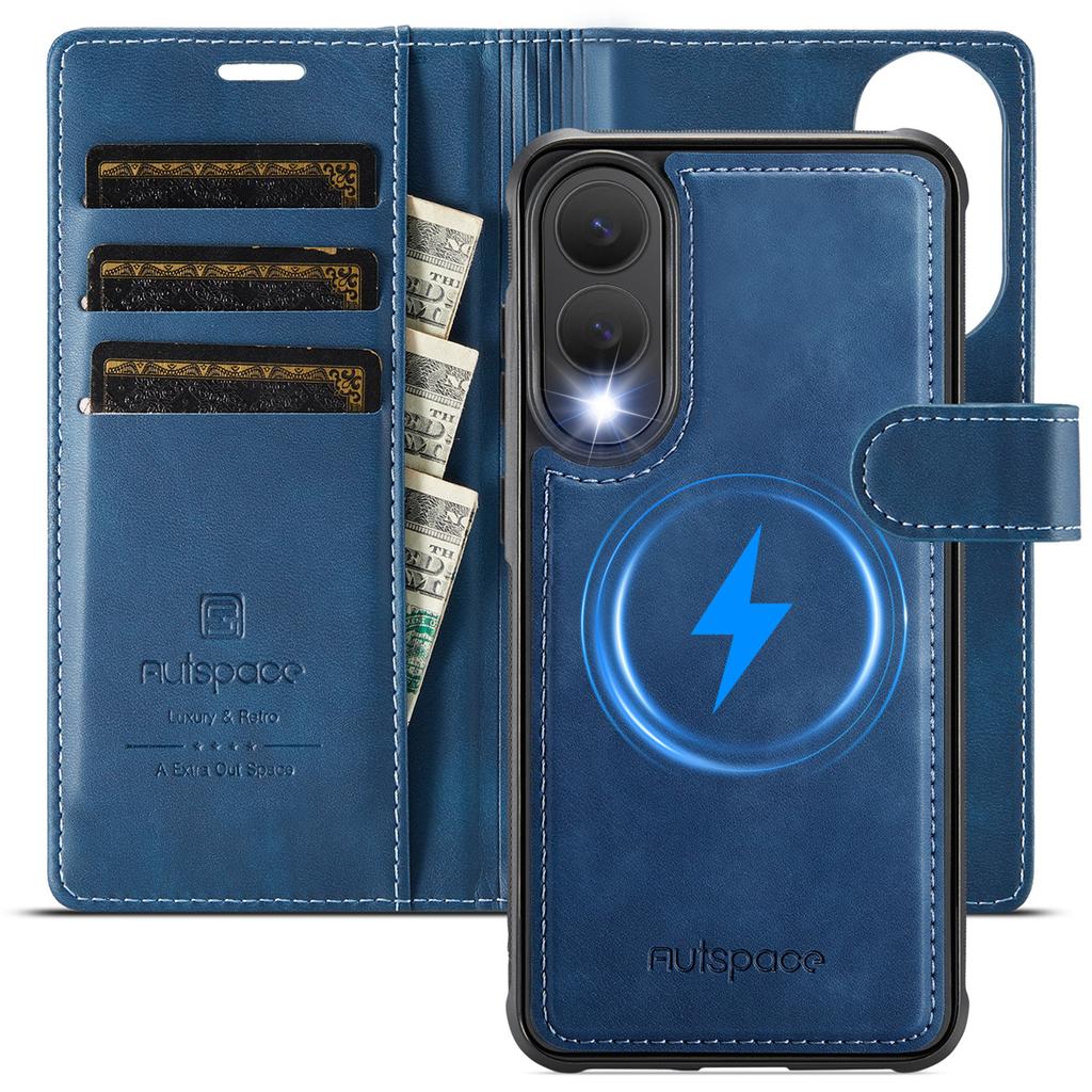 2-in-1 Magnetic Detachable Wallet Case for Samsung Galaxy S25/S25 Plus/S25 Ultra/S25 Edge - PU Leather, Card Slots, Wireless Charging, 360° Protection