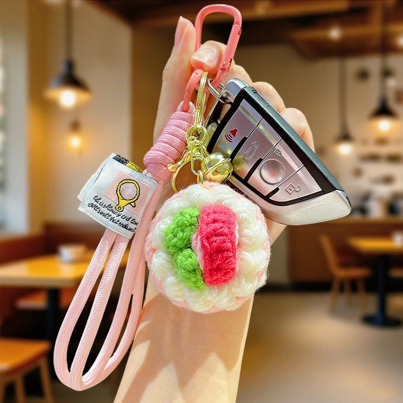 Crochet Cake Keychain: Orange & Grape Pendant Gift for Friend’s Birthday