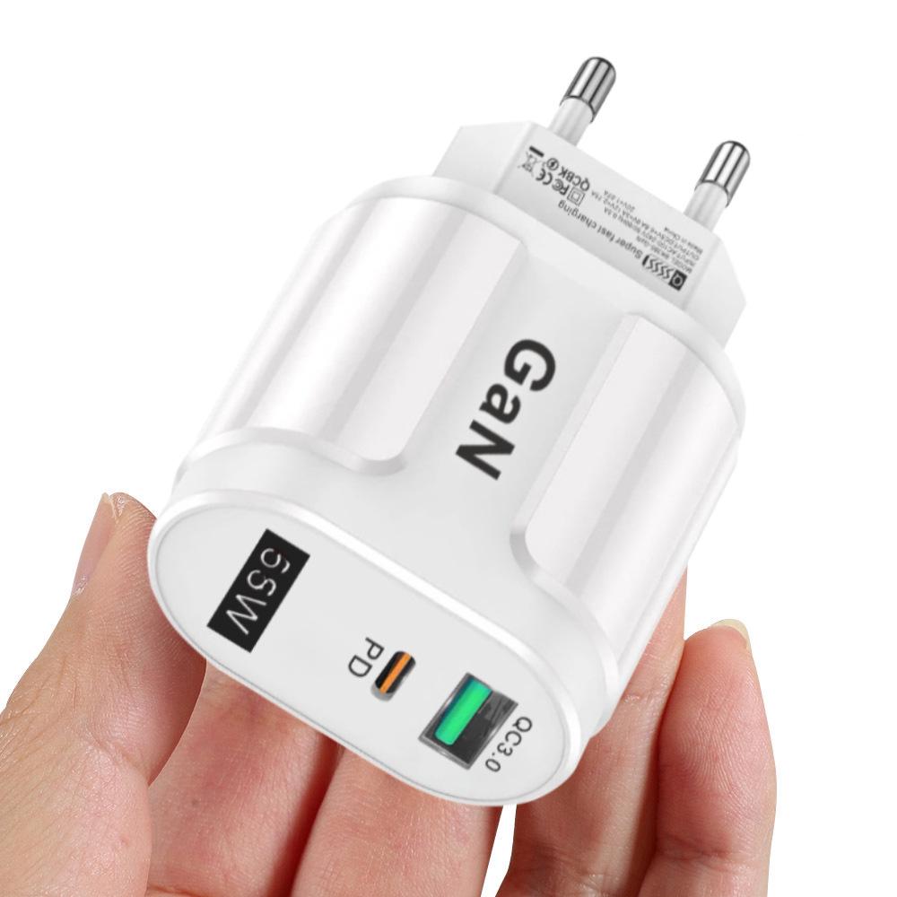 PD33W GaN QC3.0 Многопортовое EU Зарядное устройство 9V/12V Адаптер Быстрой Зарядки