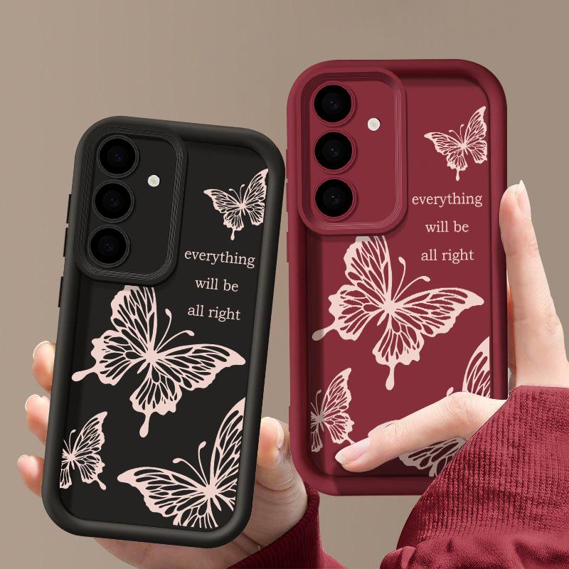 Чехол с бабочкой для Samsung Galaxy S26 S25 S24 FE S24 S23 S22 Ultra A16 A56 A26 A36 A17 A55 A14 A34 A15 A35 A54 5G Мягкий чехол из ТПУ