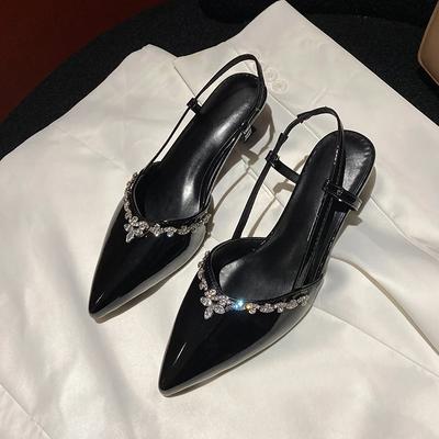 Новые сандалии больших размеров с закрытым носком 2025 горячая распродажа слинги женские туфли на высоком каблуке модные хрустальные офисные и карьерные женские туфли