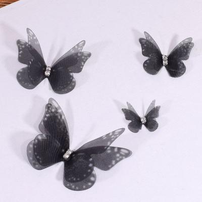 50 шт. Двухслойные аппликации-бабочки, полупрозрачные, 3D, шифоновые, с мечтательным градиентным цветом, заплатки для шитья одежды