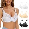 Plus Size Bra for Women Romantic French Style Sexy Lace Underwear Full Coverage Breathable Bralette with Sponge and Wired D Cup Lingerie